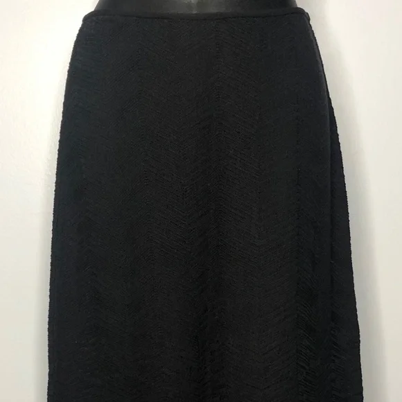 TSE Petrolem Zigzag Knit Skirt 100% Wool Crepe Italy L